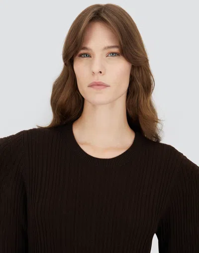 Herno Dress In Ribbed Carded Wool In Brown