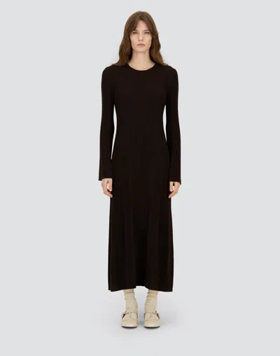 Herno Dress In Ribbed Carded Wool In Brown
