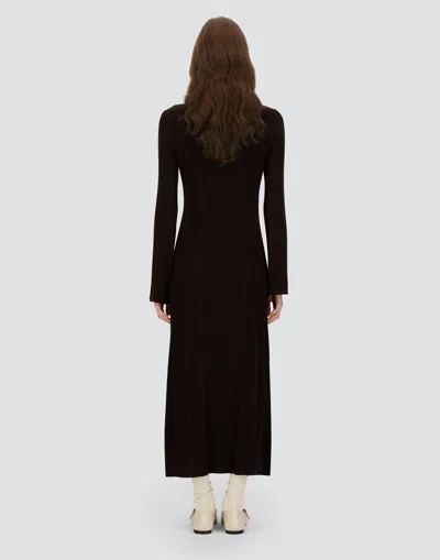 Herno Dress In Ribbed Carded Wool In Brown