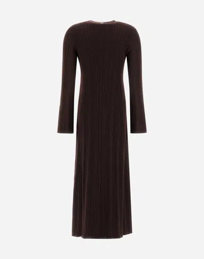 Herno Dress In Ribbed Carded Wool In Brown