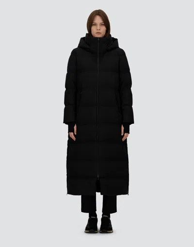 Herno Hooded Quilted Long Down Jacket With Pockets In Black