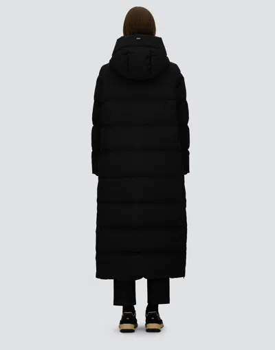 Herno Hooded Quilted Long Down Jacket With Pockets In Black