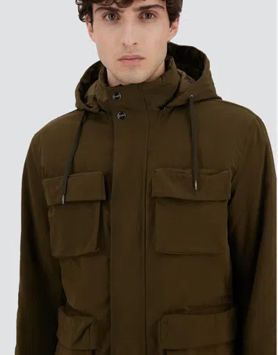 Herno Long Sleeve Hooded Padded Parka Jacket In Green
