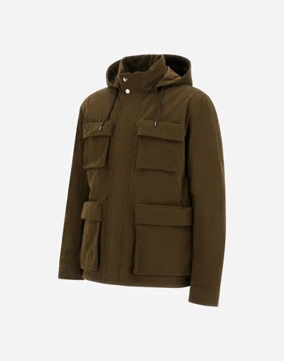 Herno Long Sleeve Hooded Padded Parka Jacket In Green