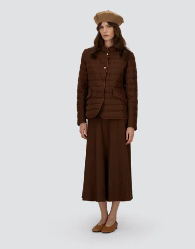 Herno Skirt In Virgin Wool Tweed In Brown