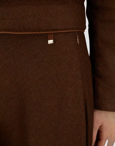 Herno Skirt In Virgin Wool Tweed In Brown