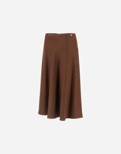 Herno Skirt In Virgin Wool Tweed In Brown