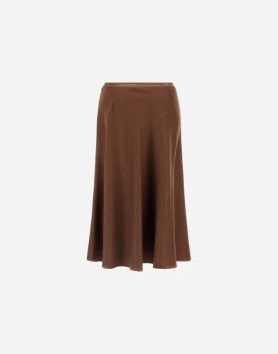 Herno Skirt In Virgin Wool Tweed In Brown