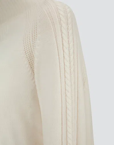 Herno Sweater In Ribbed & Braided Merino Wool In White