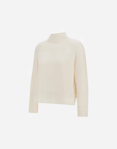 Herno Sweater In Ribbed & Braided Merino Wool In White