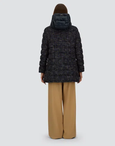 Herno Parka In Operated Tweed And Nylon Ultralight In Multi