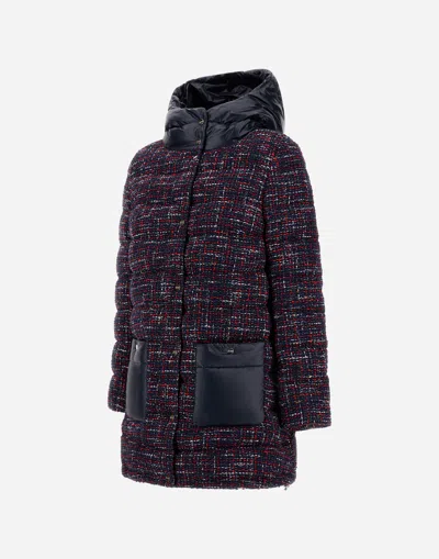 Herno Parka In Operated Tweed And Nylon Ultralight In Multi