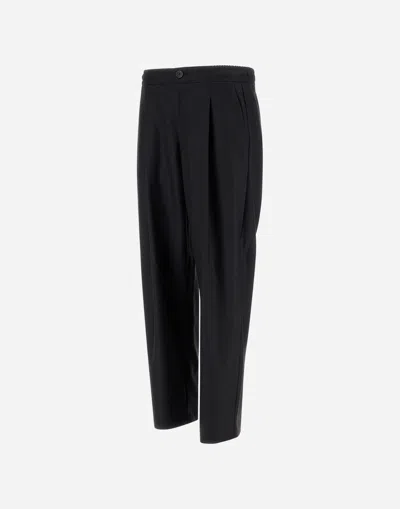 Herno Trousers In Fluid Wool In Black