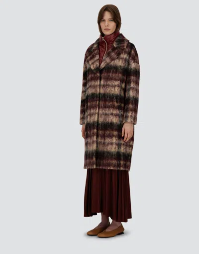 Herno Coat In Mohair Check Wool And Nylon Ultralight In Burgundy