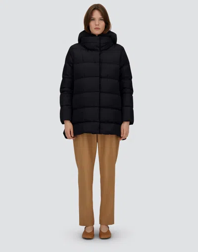 Herno A-shape Jacket In Satin And Lady Alternative Fur In Black