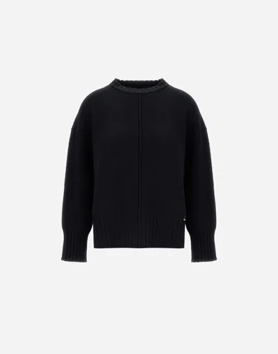 Herno Sweater In Carded Pure Wool G.7 In Black