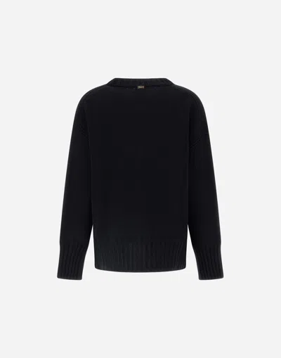 Herno Sweater In Carded Pure Wool G.7 In Black