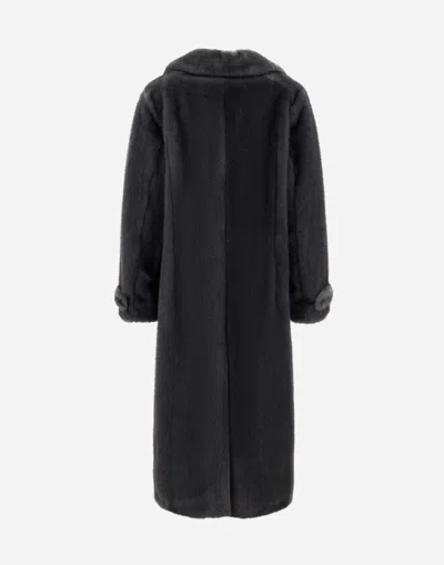 Herno Long Faux Fur Coat Jackets And Coats Grey In Black