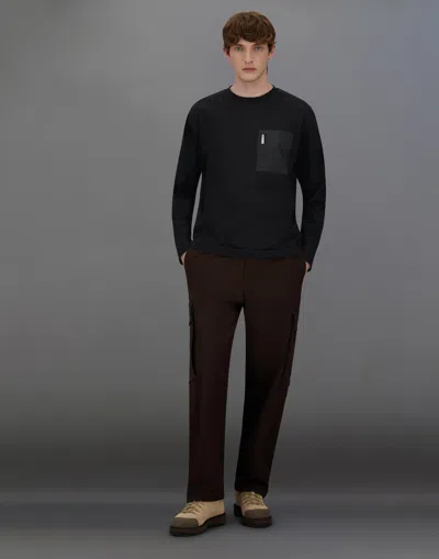 Herno Laminar T-shirt In Mercerised Jersey And 2l Gore-tex In Black