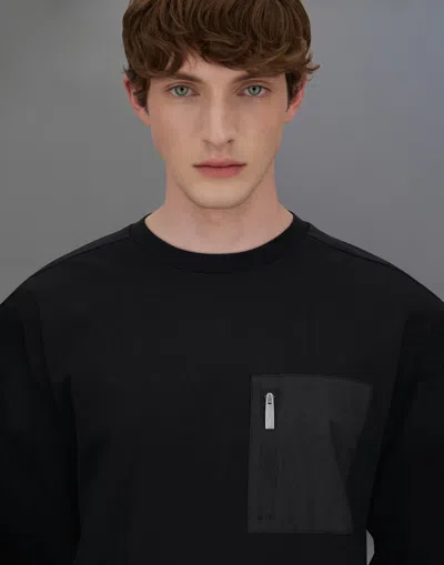 Herno Laminar T-shirt In Mercerised Jersey And 2l Gore-tex In Black