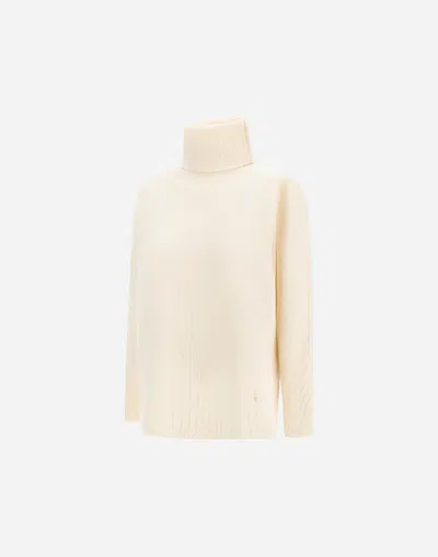 Herno Turtleneck Sweater In 100% Wool In Neutral