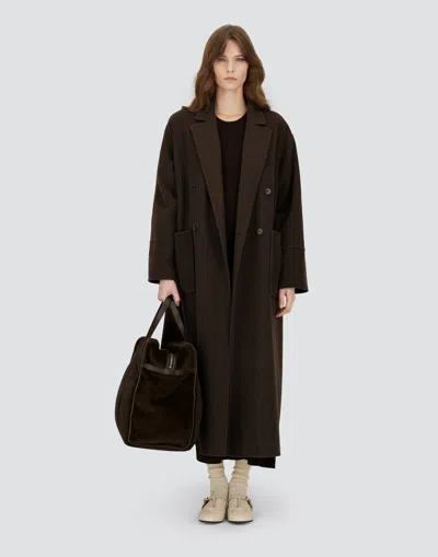 Herno Double-breasted Patch-pocket Coat In Brown