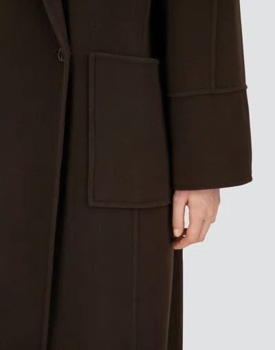 Herno Double-breasted Patch-pocket Coat In Brown