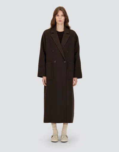 Herno Double-breasted Patch-pocket Coat In Brown