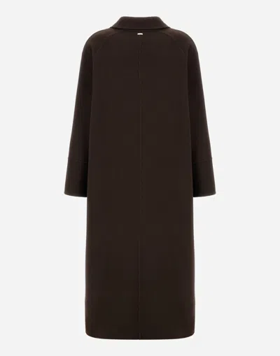 Herno Double-breasted Patch-pocket Coat In Brown