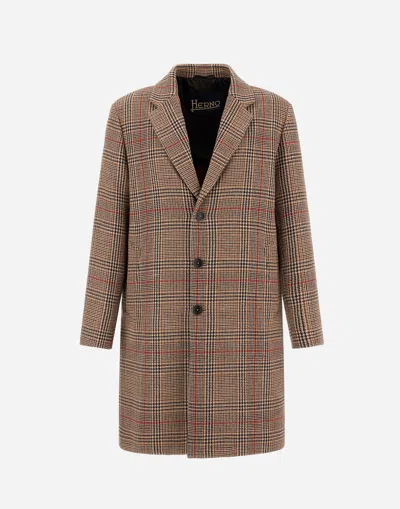 Herno Coat In Glen Check R-wool In Multi
