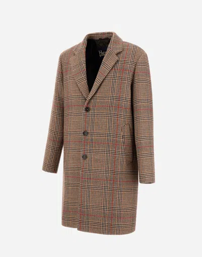Herno Coat In Glen Check R-wool In Multi