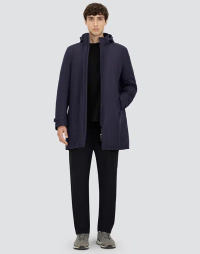 Herno Blue Technical Hooded Down Jacket In Blue