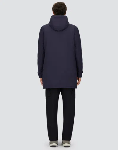 Herno Blue Technical Hooded Down Jacket In Blue