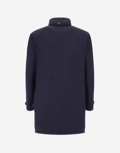 Herno Blue Technical Hooded Down Jacket In Blue
