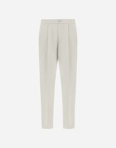 Herno Cotton Feel Trousers With Drawstring In White