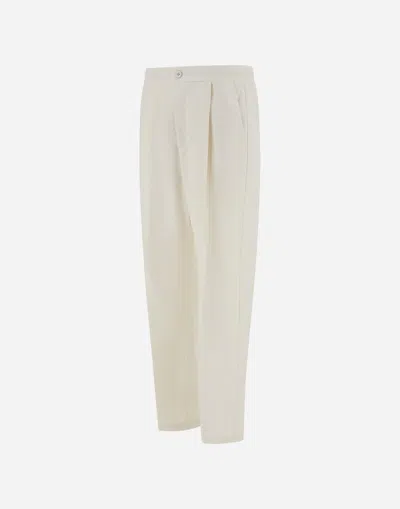 Herno Cotton Feel Trousers With Drawstring In White