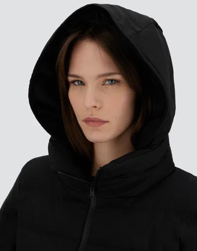 Herno Padded Hooded Long Down Jacket Zip Pockets In Black