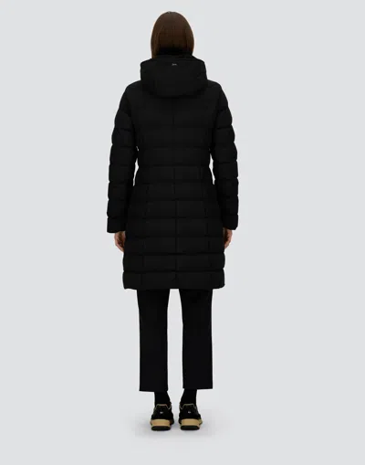 Herno Padded Hooded Long Down Jacket Zip Pockets In Black
