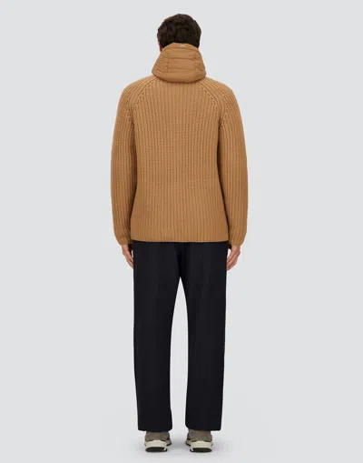 Herno Cardigan In Cob�stitch Wool In Gold