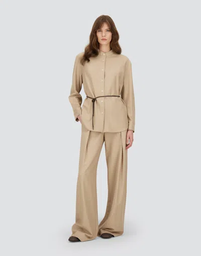 Herno Shirt In Bi-stretch Lurex Wool In Neutral