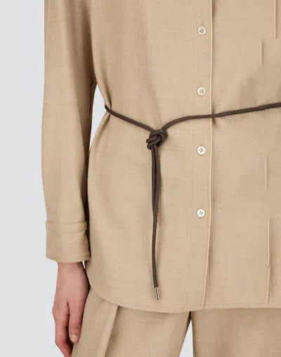 Herno Shirt In Bi-stretch Lurex Wool In Neutral