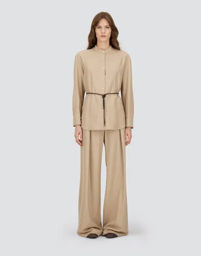 Herno Shirt In Bi-stretch Lurex Wool In Neutral