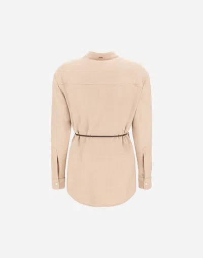 Herno Shirt In Bi-stretch Lurex Wool In Neutral