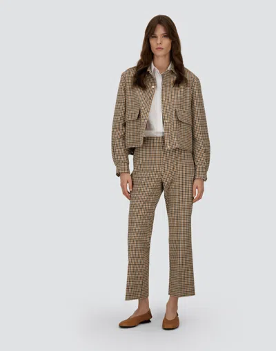 Herno Trousers In Houndstooth Wool And Cotton In Neutral