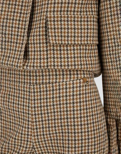 Herno Trousers In Houndstooth Wool And Cotton In Neutral