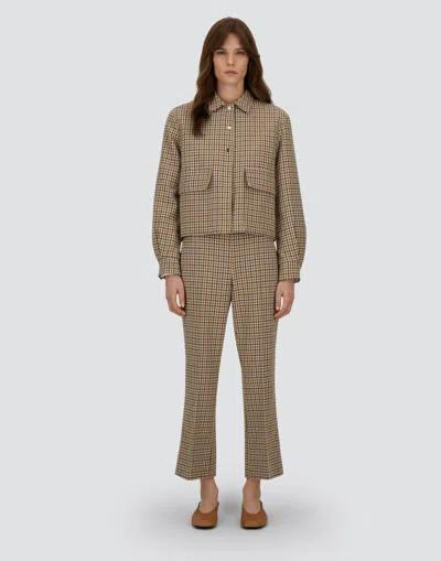 Herno Trousers In Houndstooth Wool And Cotton In Neutral