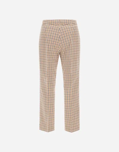 Herno Trousers In Houndstooth Wool And Cotton In Neutral