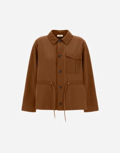 Herno Buttoned Pocket Top In Brown