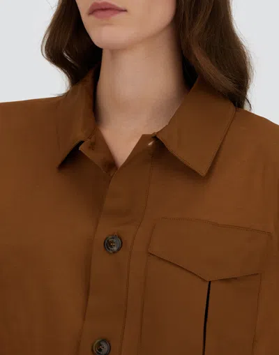 Herno Buttoned Pocket Top In Brown