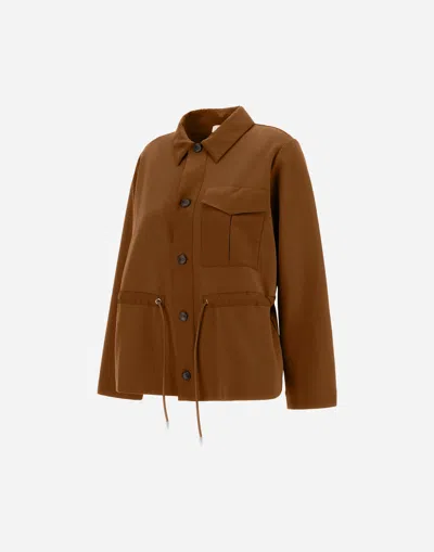 Herno Buttoned Pocket Top In Brown